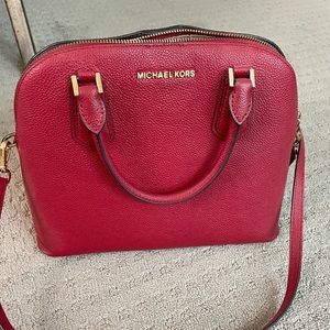 Red Pebble Leather Michael Kors Bag
